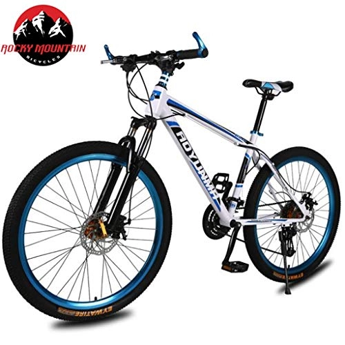 Mountain Bike : JLFSDB Mountain Bike Mountain Bicycles Unisex 24'' Lightweight Aluminium Alloy Frame 21 / 24 / 27 Speed Disc Brake Front Suspension (Color : Blue, Size : 24speed)