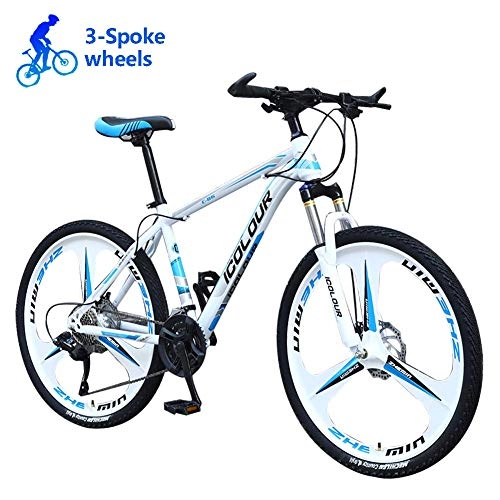 Mountain Bike : KaiKai Carbon Frame Road Bike, Dual Disc Brake 24-Inch Hardtail Mountain Bike, 3-Spoke Wheels Bicycle MTB for Men, Women, Kids, Adults, Red, 24 Speed (Color : White, Size : 27 Speed)
