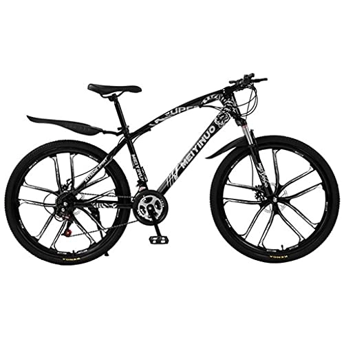 Mountain Bike : Kays 26 In Steel Mountain Bike For Adults Mens Womens 21 / 24 / 27 Speeds With Disc Brake Carbon Steel Frame For A Path, Trail & Mountains(Size:24 Speed, Color:Black)