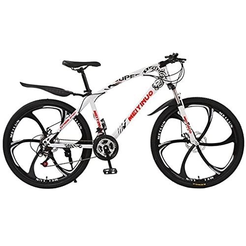 Mountain Bike : Kays 26 In Wheel Dual Full Suspension 21 / 24 / 27 Speed Mountain Bike Carbon Steel Frame With Disc Brakes For A Path, Trail & Mountains(Size:24 Speed, Color:White)