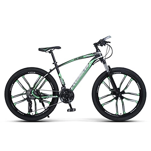 Mountain Bike : Kays 26 Inch Adults Mountain Bike High Carbon Steel Full Suspension MTB Bicycle For Adult Dual Disc Brake Outroad Mountain Bicycle For Men Women(Size:21 Speed, Color:Green)