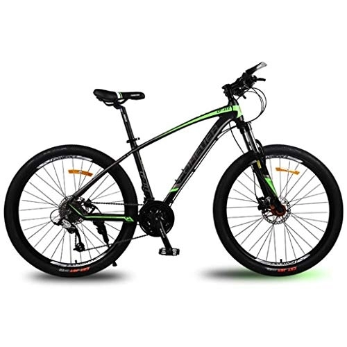 Mountain Bike : Kays 26" Mountain Bicycles 21 Speeds Unisex MTB Bike Lightweight Aluminum Alloy Frame Front Suspension Double Disc Brake (Color : Green)