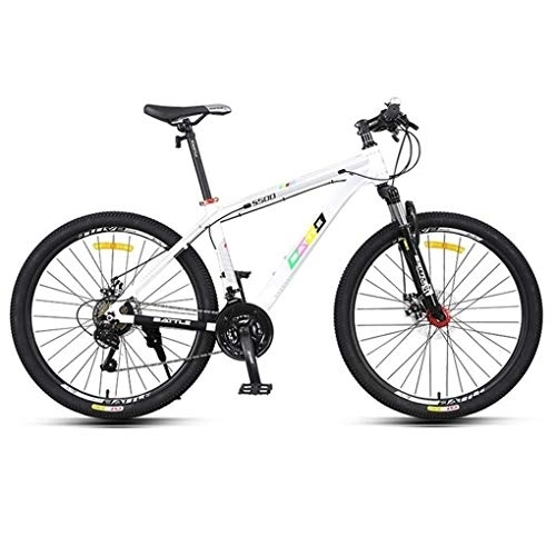 Mountain Bike : Kays Mountain Bike, 26 Inch Aluminium Alloy Frame Men / Women MTB Bicycles, Double Disc Brake Front Suspension, 21 Speed (Color : White)