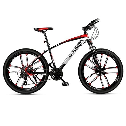 Mountain Bike : Kays Mountain Bike, 26 Inch Unisex Hard-tail MTB Bicycles, Carbon Steel Frame, Front Suspension Dual Disc Brake, 21 / 24 / 27 Speeds (Color : Red, Size : 21 Speed)