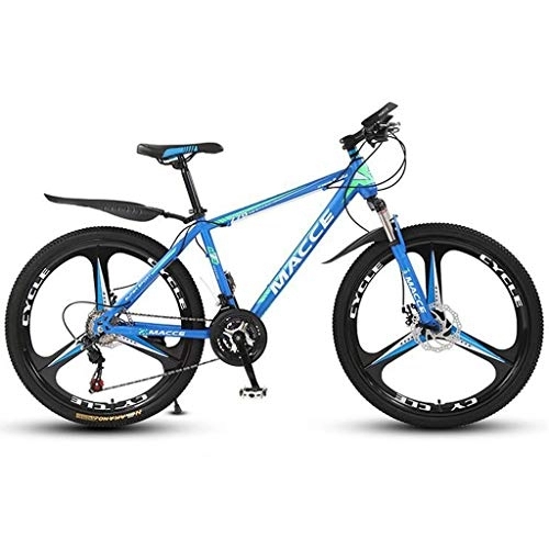 Mountain Bike : Kays Mountain Bike, 26 Inch Unisex Mountain Bicycles Carbon Steel Frame 21 / 24 / 27 Speeds Front Suspension Disc Brake (Color : Blue, Size : 21speed)