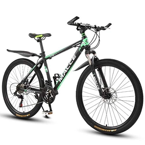 Mountain Bike : Kays Mountain Bike, 26 Inch Women / Men MTB Bicycles Lightweight Carbon Steel Frame 21 / 24 / 27 Speeds Front Suspension (Color : Green, Size : 21speed)