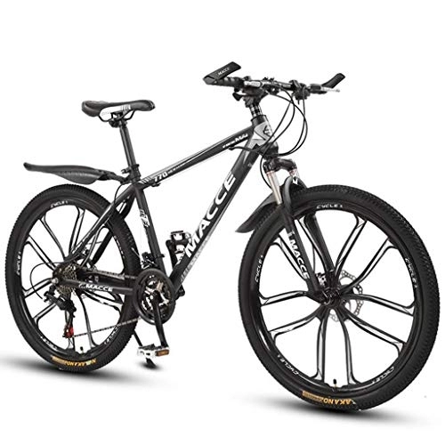 Mountain Bike : Kays Mountain Bike, 26 Inch Women / Men MTB Bicycles Lightweight Carbon Steel Frame 21 / 24 / 27 Speeds With Front Suspension (Color : Black, Size : 24speed)