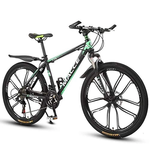 Mountain Bike : Kays Mountain Bike, 26 Inch Women / Men MTB Bicycles Lightweight Carbon Steel Frame 21 / 24 / 27 Speeds With Front Suspension (Color : Green, Size : 21speed)