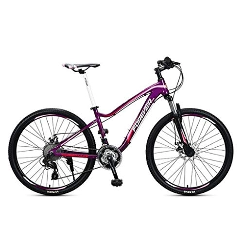 Mountain Bike : Kays Mountain Bike, 26”Men / Women Hardtail Bike, Aluminium Frame With Disc Brakes And Front Suspension, 27 Speed (Color : Purple)