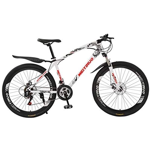 Mountain Bike : Kays Mountain Bike 26" Unisex Ravine Bike Carbon Steel Frame 21 / 24 / 27 Speeds Disc Brake Front Suspension Spoke Wheel (Color : White, Size : 27speed)