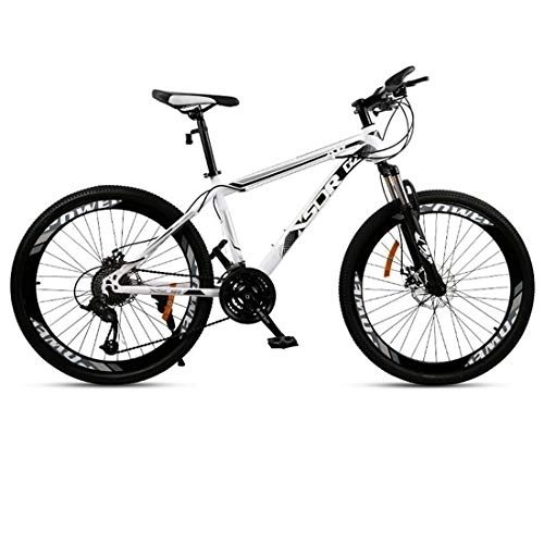 Mountain Bike : Kays Mountain Bike, Carbon Steel Frame 26”Mountain Bicycles, Double Disc Brake And Front Fork, 21 / 24 / 27 Speed (Color : Black, Size : 24-speed)