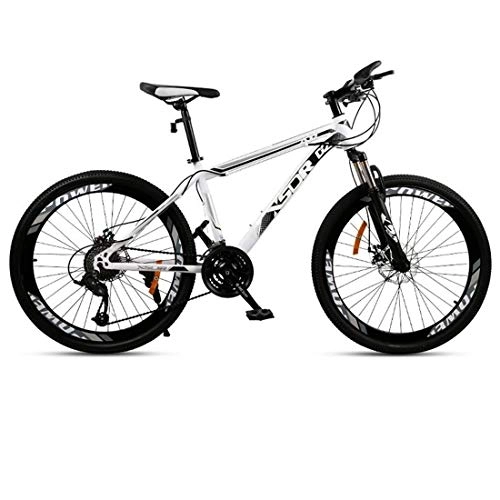 Mountain Bike : Kays Mountain Bike, Carbon Steel Frame 26Mountain Bicycles, Double Disc Brake And Front Fork, 21 / 24 / 27 Speed (Color : Black, Size : 24-speed)