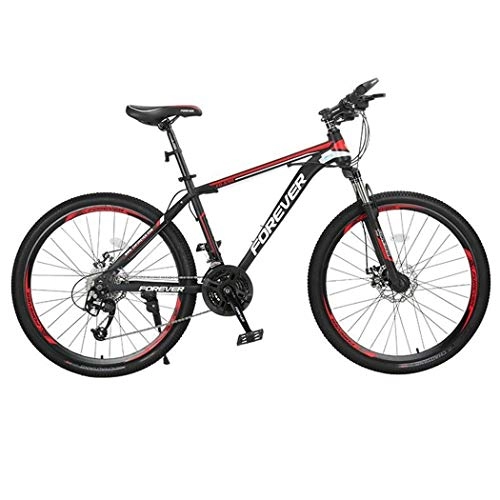 Mountain Bike : Kays Mountain Bike, Carbon Steel Frame Men / Women Hard-tail Bicycles, Dual Disc Brake And Front Fork, 26 Inch Spoke Wheel (Color : Red, Size : 27-speed)