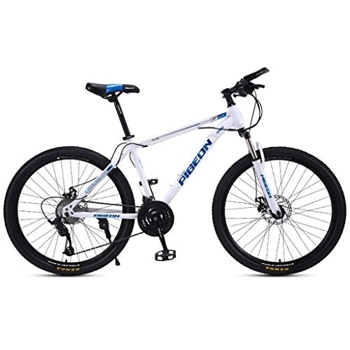 Mountain Bike : Kays Mountain Bike, MTB Bicycles 26'' Wheel Lightweight Carbon Steel Frame 24 / 27 / 30 Speeds Disc Brake Front Suspension (Color : White, Size : 24speed)