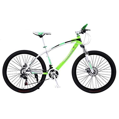 Mountain Bike : Kays Mountain Bike, Unisex Hardtail Mountain Bicycles, Dual Disc Brake Front Suspension, 26" Wheel, Carbon Steel Frame (Color : Green, Size : 21 Speed)