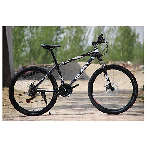 Mountain Bike : KXDLR Fork Suspension Mountain Bike, 26-Inch Wheels with Dual Disc Brakes, 21-30 Speeds Shimano Drivetrain, Black, 24 Speed