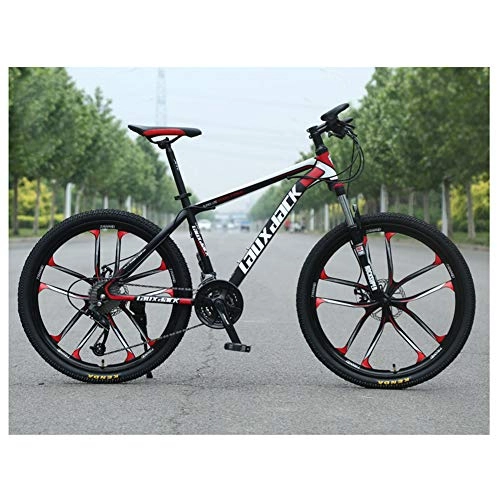 Mountain Bike : KXDLR Mountain Bike with Front Suspension, Featuring 17-Inch Frame And 24-Speed with 26-Inch Wheels And Mechanical Disc Brakes, Red