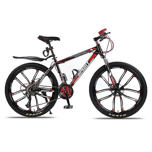 Mountain Bike : LapooH 26 Inch Mountain Bike, Suspension Fork Steel Frame Grip Shifter and Dual Handbrakes Multiple Color Dual Disc Brakes Non Slip for Men Women, D, 21 speed