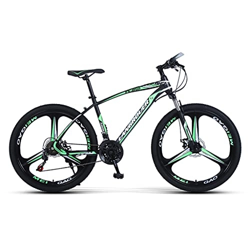 Mountain Bike : LHQ-HQ Adult Mountain Bike, 26" Wheel, 27 Speed, Fork Suspension, High-Carbon Steel Frame, Dual Disc Brake, Loading 120 Kg Suitable for Height 5.2-6Ft, Green