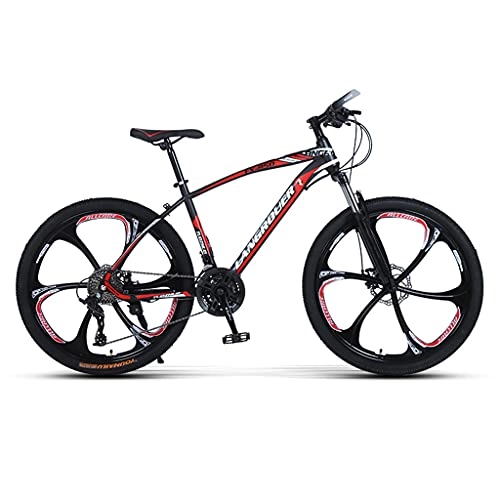 Mountain Bike : LHQ-HQ Mountain Adult Bike, 27 Speed, 26" Wheel, Fork Suspension, High-Carbon Steel Frame, Dual Disc Brake, Loading 120 Kg Suitable for Height 5.2-6Ft, Red