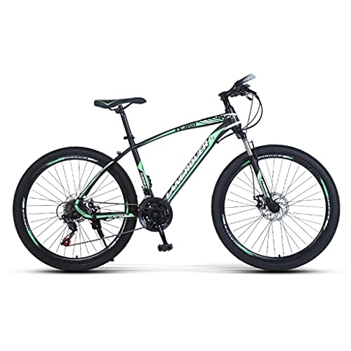 Mountain Bike : LHQ-HQ Mountain Bike, 26" Wheel, 21 Speed, Fork Suspension, High-Carbon Steel Frame, Dual Disc Brake, Loading 120 Kg Suitable for Adult Student, Green