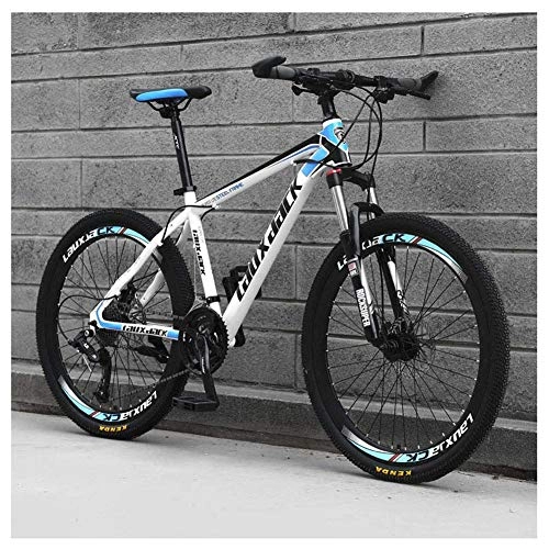 Mountain Bike : LHQ-HQ Outdoor sports 26" Adult Mountain Bike, 27Speed Drivetrain Front Suspension Variable Speed HighCarbon Steel Mountain Bike, Blue