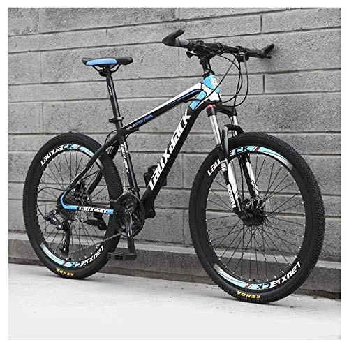 Mountain Bike : LHQ-HQ Outdoor sports Mountain Bike 24 Speed 26 Inch Double Disc Brake Front Suspension HighCarbon Steel Bikes, Black