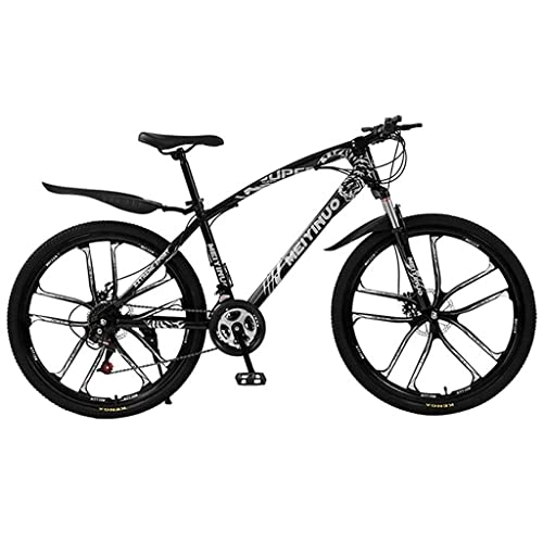Mountain Bike : LZZB 26" Wheel Adults Mountain Bike 21 / 24 / 27 Speed Full Suspension Mountain Bicycle Suitable for Men and Women Cycling Enthusiasts(Size:21 Speed, Color:Red) / Black / 27 Speed
