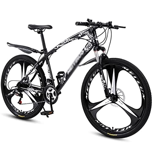 Mountain Bike : LZZB Adult Mountain Bike, 26-Inch Wheels Mens / Womens Carbon Steel Frame 21 / 24 / 27 Speed Full Suspension Disc Brakes for Boys Girls Men and Wome(Size:21 Speed, Color:Black) / Black / 21 Speed