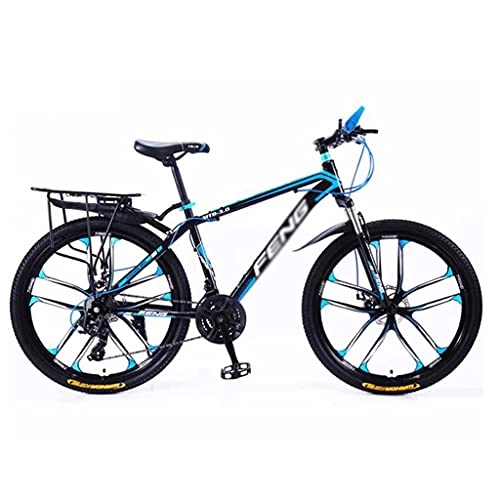 Mountain Bike : M-YN 26 Inch Mountain Bike Aluminum 21 / 24 / 27 Speeds With 17 Inch Frame Disc-Brake 10-Spokes For Men Women(Size:21speed, Color:black+blue)