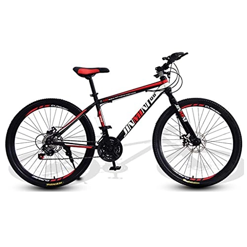 Mountain Bike : M-YN 26 Inch Mountain Bike For Adult And Youth, 21 / 24 / 27 Speed Lightweight Mountain Bikes Dual Disc Brakes Suspension Fork Outroad Bike For Men Women(Size:27 Speed, Color:red+black)