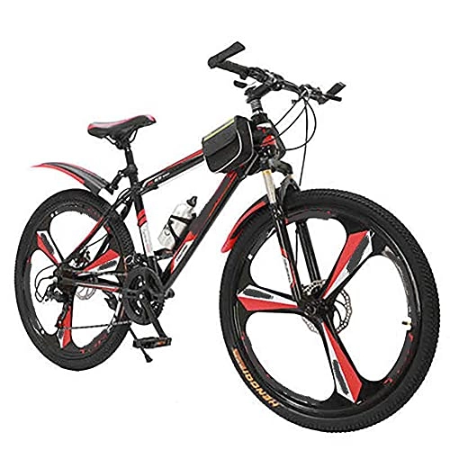 Mountain Bike : Men's And Women's Mountain Bikes, 20-inch Wheels, High-carbon Steel Frame, Shift Lever, 21-speed Rear Derailleur, Front And Rear Disc Brakes, Multiple Colors (Color : Red, Size : 20 inches)