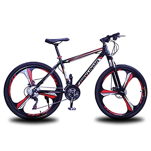 Mountain Bike : MENG 26 in Mountain Bike with Dual Disc Brake 21 / 24 / 27 Speed Bicycle Men or Women MTB with Carbon Steel Frame / Red / 24 Speed