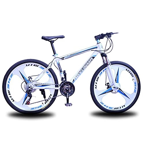 Mountain Bike : MENG 26 Inches Carbon Steel Mountain Bike Road Bicycle for Adults Mens Womens 21 / 24 / 27 Speed Shifting System with Dual Disc Brake(Size:27 Speed, Color:Red) / Blue / 21 Speed