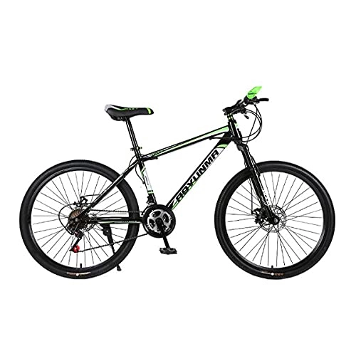 Mountain Bike : MENG Mountain Bike 21 Speed Bicycle 26 Inches Wheels Dual Disc Brake Bike for Adults Mens Womens with Carbon Steel Frame / Green