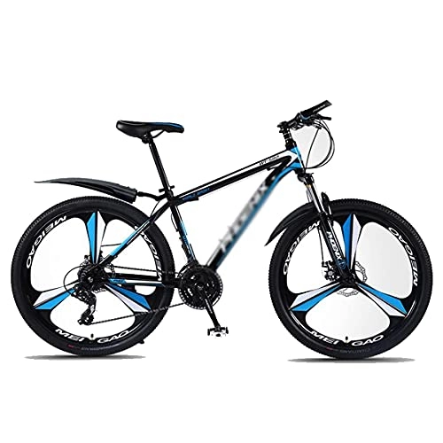 Mountain Bike : MENG Mountain Bike 24 Speed Dual Disc Brake 26 Wheels Suspension Fork Mountain Bicycle with High Carbon Steel Frame / Blue / 24 Speed