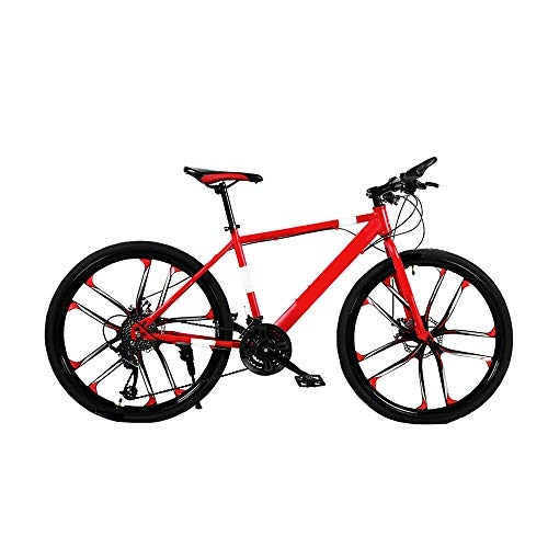 Mountain Bike : MH-LAMP Bike, Mountain Bike 26 Inch, Mountain Bike Disc Brakes, Mountain Bike Anti Slip Handlebars, Steel Frame, Aluminum Alloy Rims, Adjustable Seat Height, Red, 24speed