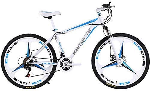 Mountain Bike : Mnjin Outdoor Mountain biking bicycle, 21-speed carbon steel integrated frame Adjustable shock absorber front fork 24 inch 140-180cm crowd can be used White red White blue Black red