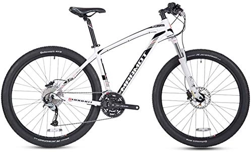 Mountain Bike : MOSHANG 27-speed mountain bike, 27.5 inch hard tail wheel, all-terrain mountain aluminum frame, solid, strong rebound (Color : White)