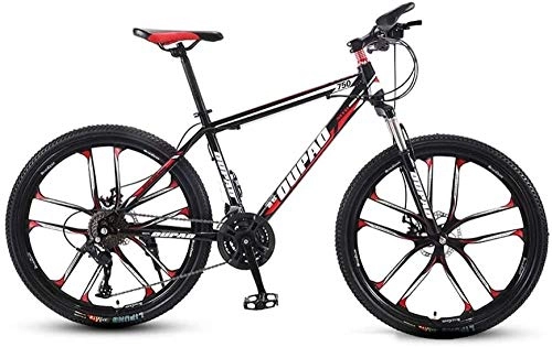 Mountain Bike : Mountain Bicycle 24 / 26 Inch Multiple Variable Speed 21 / 24 / 27 / 30 Speed Travel Bicycle Adult Men and Women MTB Bike Double Disc Brake High Carbon Steel Frame Outdoor Cycling Bike (Black)-21 speed_26 in