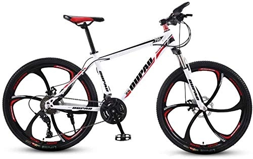 Mountain Bike : Mountain Bicycle 24 / 26 Inch Multiple Variable Speed 21 / 24 / 27 / 30 Speed Travel Bicycle Adult Men and Women MTB Bike Double Disc Brake High Carbon Steel Frame Urban Track Damping Bike White-27 speed_24