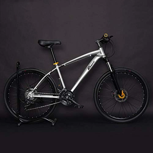 Mountain Bike : Mountain Bike 26 Inch Aluminum Alloy Double Disc Brake Speed Off Road Shock Absorber Student Bicycle-Silver_24speed