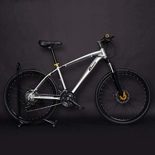 Mountain Bike : Mountain Bike 26 Inch Aluminum Alloy Double Disc Brake Speed Off Road Shock Absorber Student Bicycle-Silver_30speed