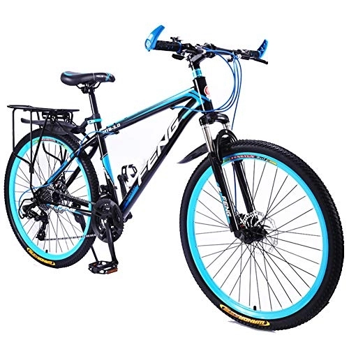 Mountain Bike : Mountain Bike 26 inch Men Mountain Bike Double Disc Brake MTB Bike Carbon Steel Mountain Bike Full Suspension Bicycle with Rear Shelf, 24 Speed