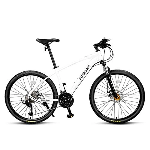 Mountain Bike : Mountain Bike, 26inch Wheel, Aluminium Alloy Frame Bicycles, Double Disc Brake and Front Fork, 27 Speed (Color : White)