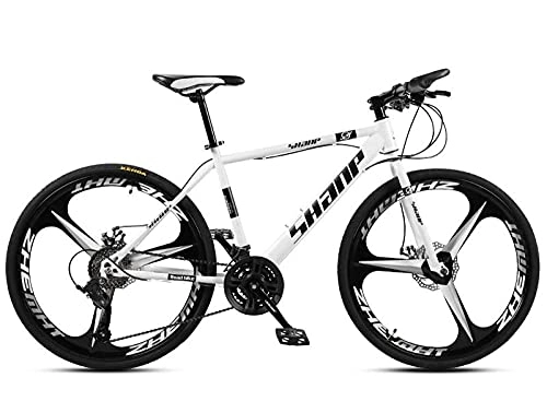 Mountain Bike : Mountain Bike, Adult Men, Women, Road Racing, Students Teen, Go To Work-Three Knife Version [White]_21 Speed (Default 26 Inch)，Adult Mountain Bike