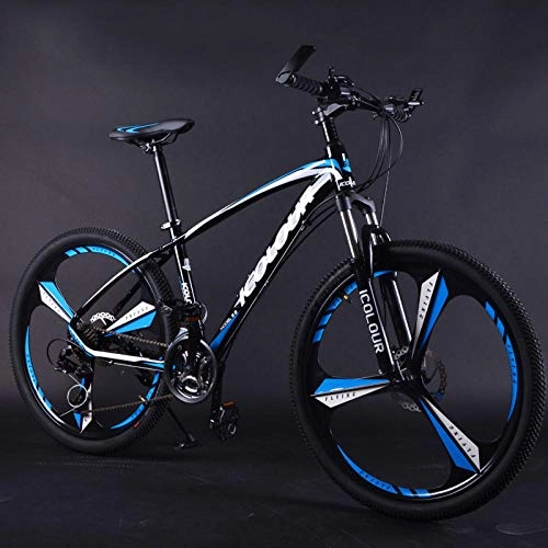 Mountain Bike : Mountain Bike Aluminum Alloy 26 Inch Wheel Variable Speed Shock Double Disc Brakes Men and Women Bicycle-Black Blue_21 Speed