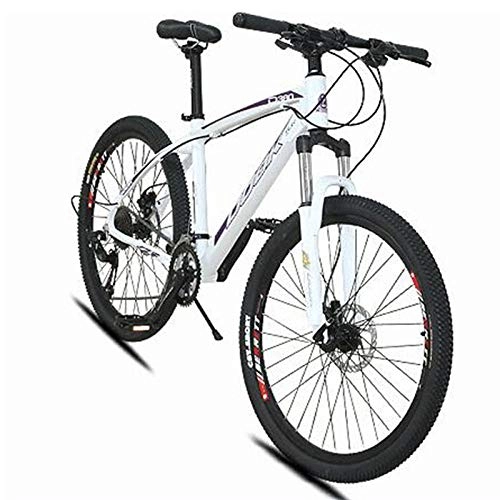 Mountain Bike : Mountain Bike Bicycle 26 Inch 27 Speed Fat Bike Aluminum Alloy Shifting Suitable for Mountain Areas Safer-White and purple_26 inch