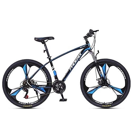 Mountain Bike : Mountain Bike / Bicycles, Carbon Steel Frame, Dual Disc Brake and Front Suspension and, 26inch / 27inch Spoke Wheels, 24 Speed (Color : Black+Blue, Size : 26inch)