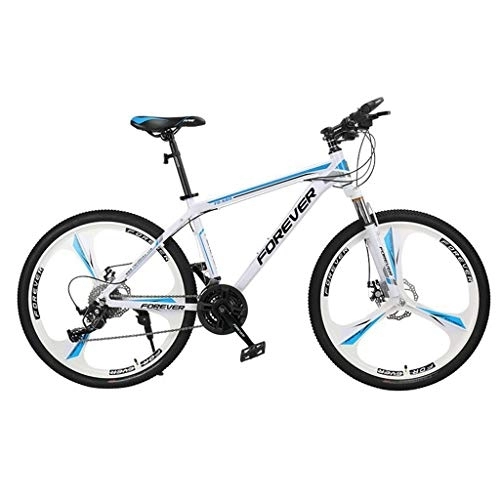 Mountain Bike : Mountain Bike, Carbon Steel Frame Hardtail Mountain Bicycles, Dual Disc Brake and Front Suspension, 26inch Wheel (Color : White, Size : 27-speed)
